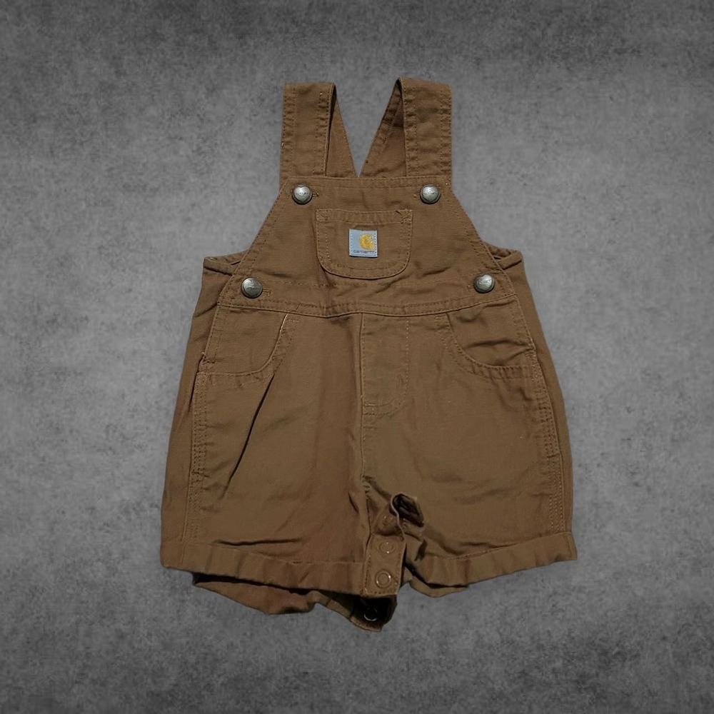 Carhartt Baby Boys Brown Canvas Short Overalls SD9828-G 6 Months Vintage Style